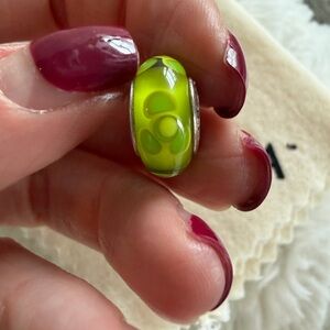 Pandora Green Murano Glass Charm with Dot Design – 925 ALE